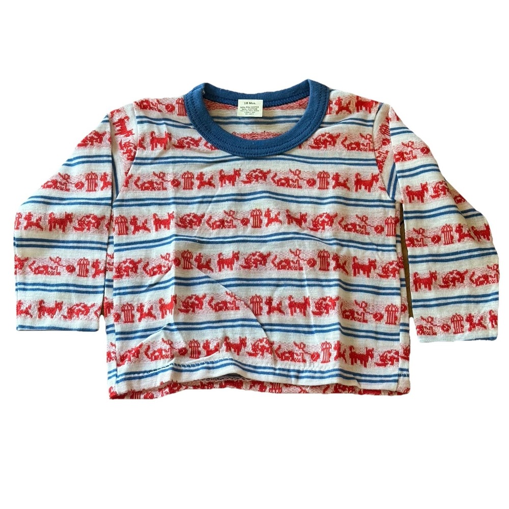 Vintage 80s Childrens Sweater Dog Puppies Size 18 Months Americana Unbranded